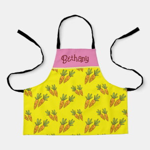 Customised Yellow carrot pattern kids Apron