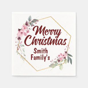 Customised Your Merry Christmas Classic Monogram. Napkin