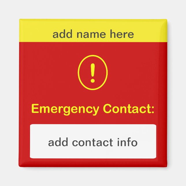 CUSTOMISEZ CECI ~ Aimant contact d'urgence. (Devant)
