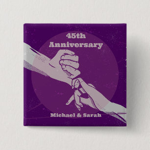 Customiz anniversary romantic couple holding hands 2 inch square button
