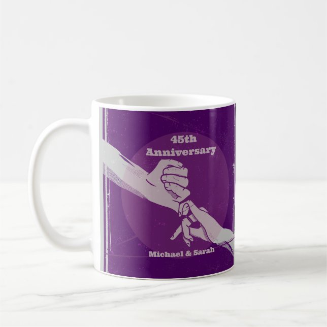 Customiz anniversary romantic couple holding hands coffee mug (Left)