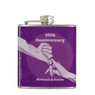 Customiz anniversary romantic couple holding hands hip flask
