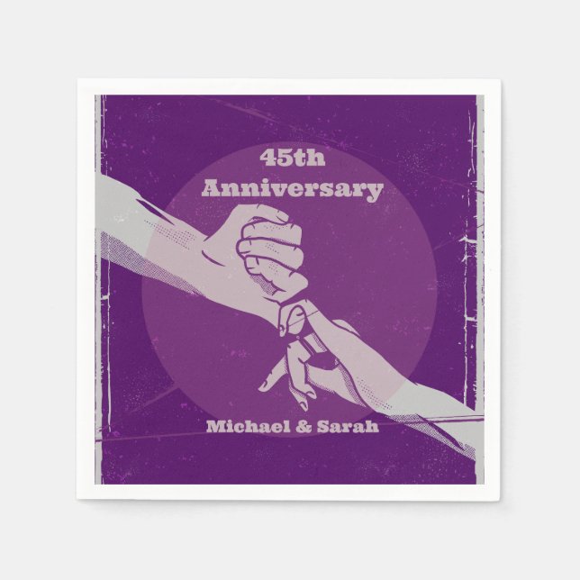Customiz anniversary romantic couple holding hands napkin (Front)