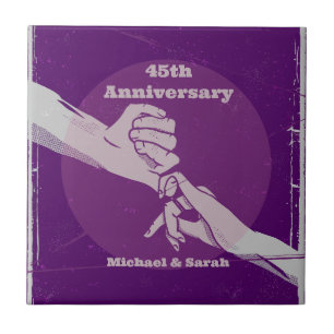 Customiz anniversary romantic couple holding hands tile