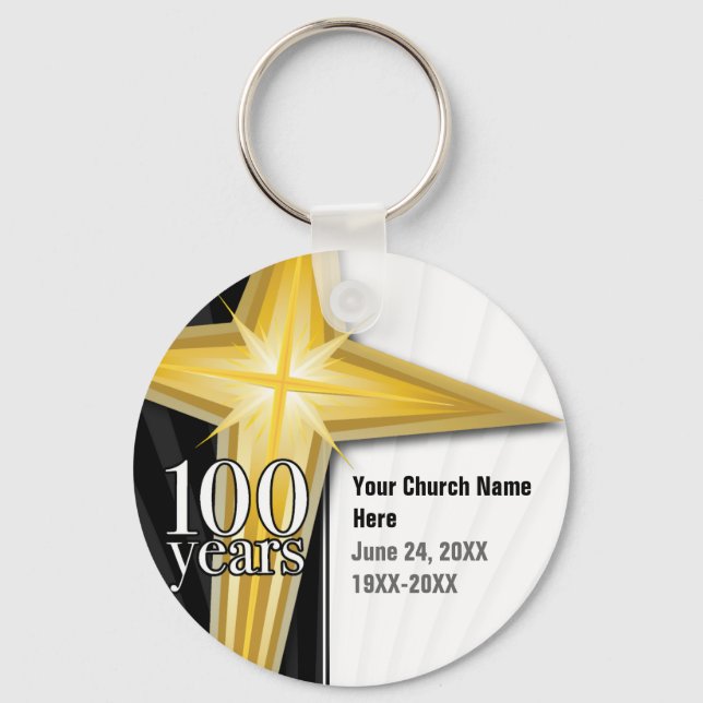 Customizable 100 Year Church Anniversary Keychain (Front)