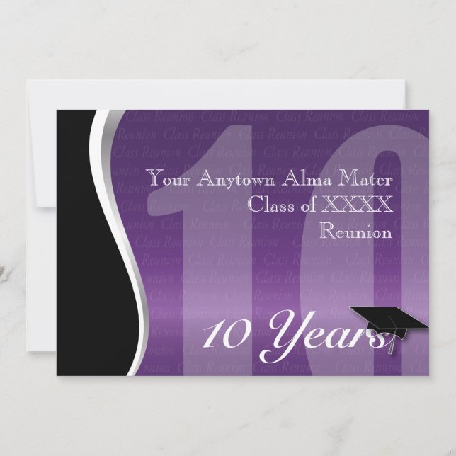 Customizable 10 Year Class Reunion Invitation (Front)