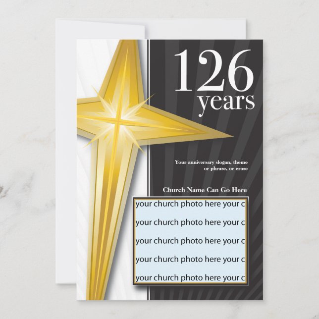 Customizable 126 Year Church Anniversary Invitation (Front)
