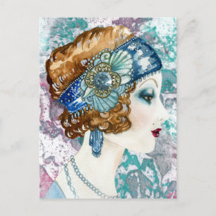 Customizable 1920’s Flapper Lady Invitation Card, Postcard