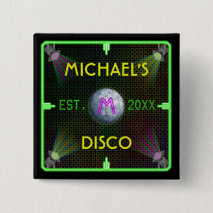 Customizable 1970's Disco Ball 2 Inch Square Button