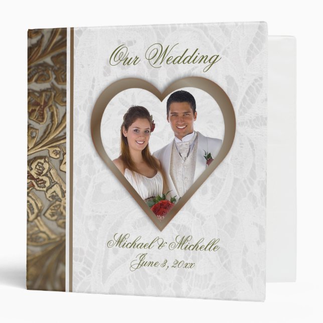 Customizable 1 1/2 Inch Photo Wedding Album Binder (Front/Inside)