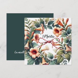 Customizable 1 Martie Card with Floral Wreath 