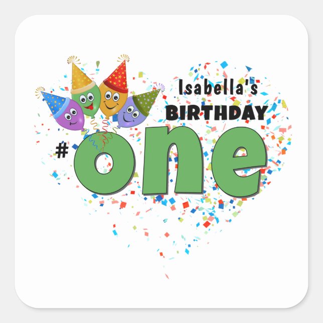 Customizable 1st Birthday Gift Stickers  (Front)