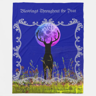 Customizable (2022)  Deer in Moonlight Fleece Blanket