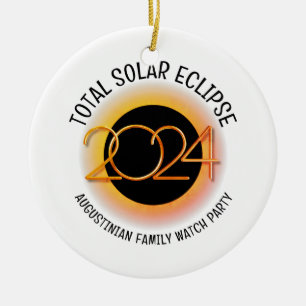 Customizable 2024 TOTAL SOLAR ECLIPSE Ceramic Ornament