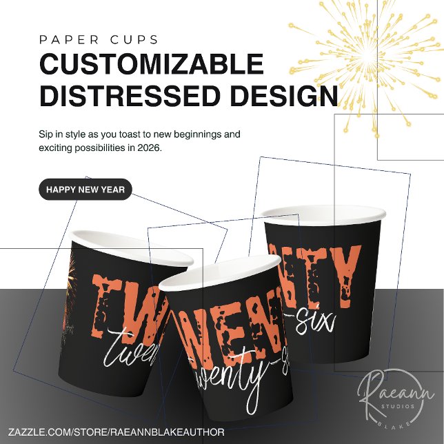 Customizable 2026 Distressed Design Paper Cups (Creator Uploaded)