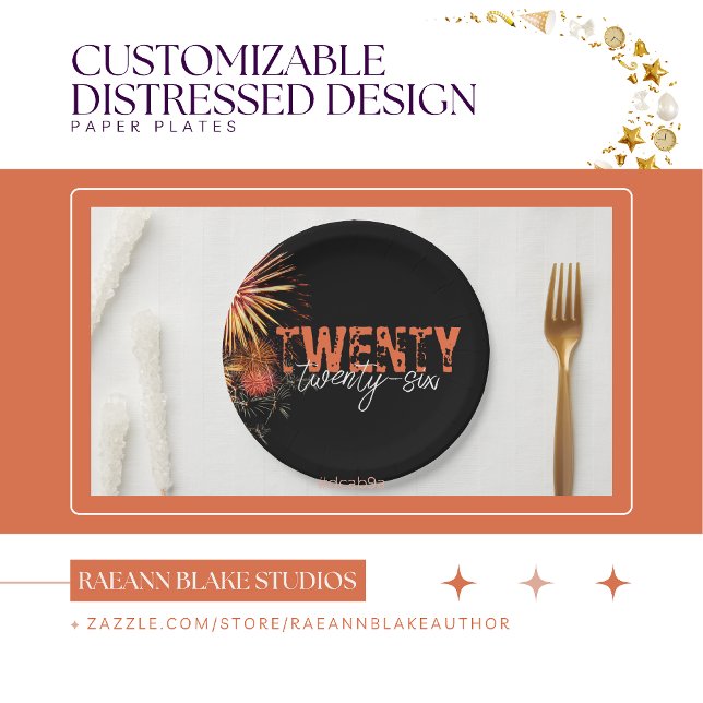 Customizable 2026 Distressed Design Paper Plates (Creator Uploaded)