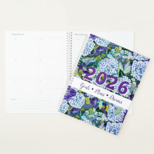Customizable 2026 Rhapsody-Purple&White Hydrangea Planner