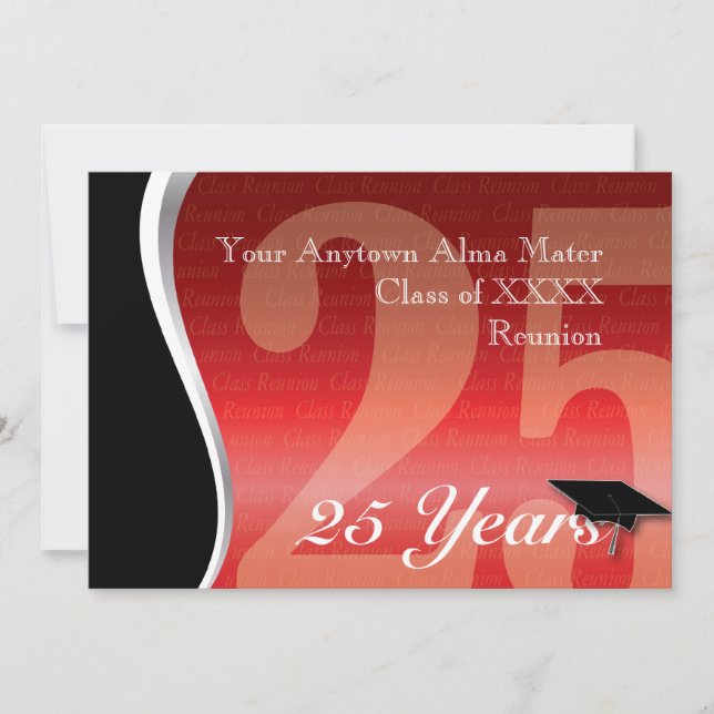 Customizable 25 Year Class Reunion Invitation (Front)