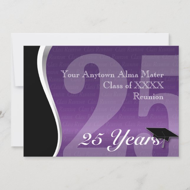 Customizable 25 Year Class Reunion Invitation (Front)