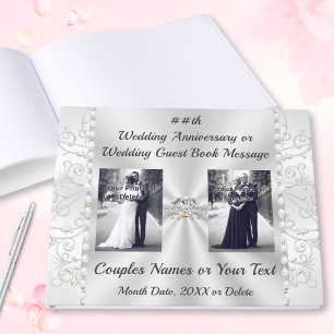 Customizable 2 Photos Wedding or Anniversary Guest Book