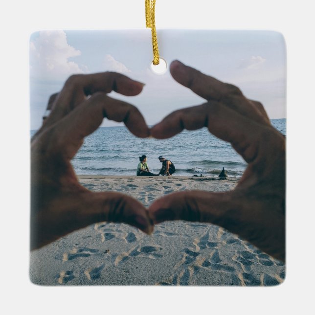 Customizable 2-sided Elegant Scrolls 2 Photo Ceram Ceramic Ornament (Front)