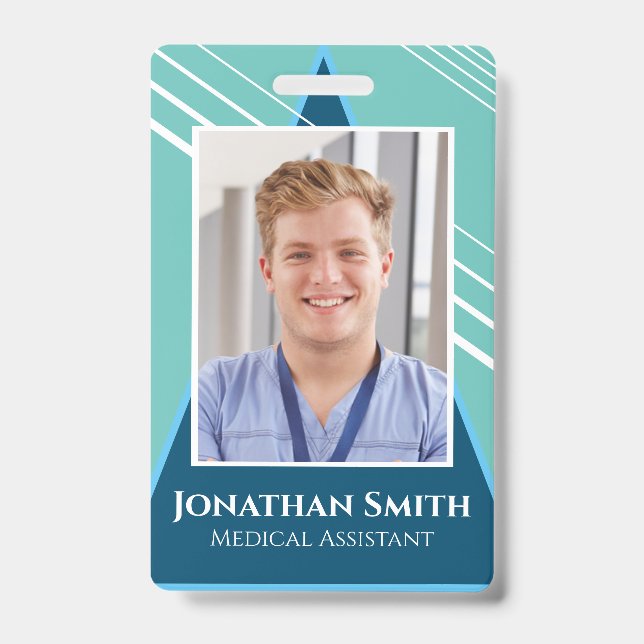 Customizable 2-sided Employee ID Tag Blue Badge (Front)