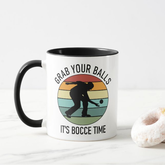 Customizable 2 Sided (Name) Bocce Ball Mug (With Donut)