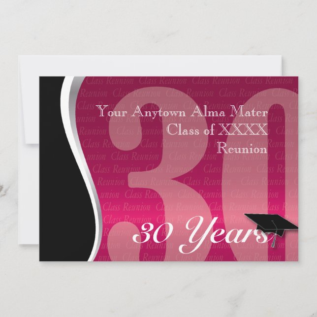 Customizable 30 Year Class Reunion Invitation (Front)