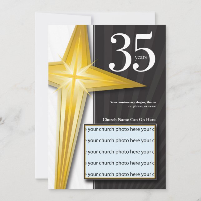 Customizable 35 Year Church Anniversary Invitation (Front)