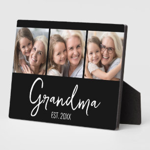 Customizable 3 Photo Grandma Established Year Plaque