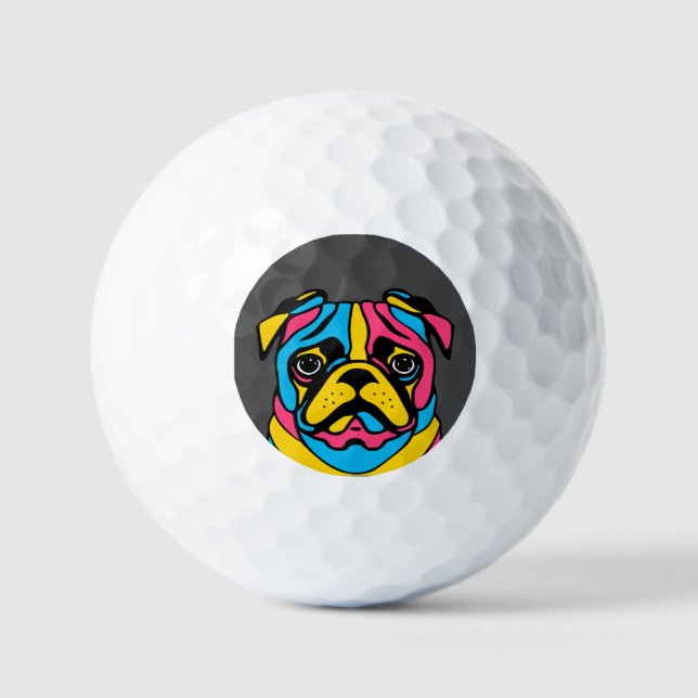 customizable 3 tone pug golf balls (Front)