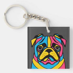 customizable 3 tone pug keychain
