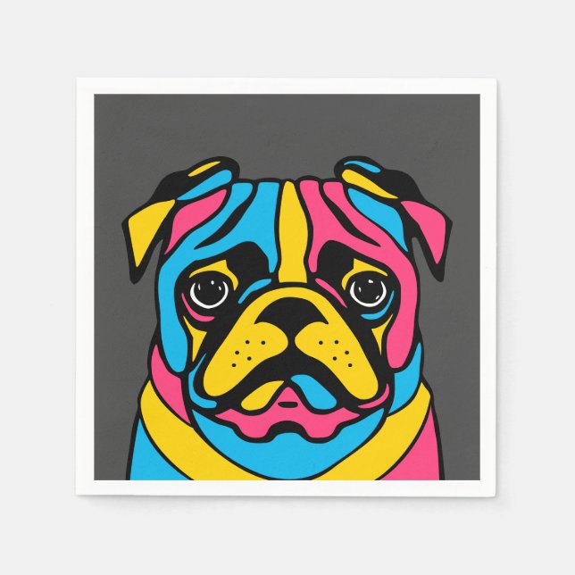 customizable 3 tone pug napkin (Front)
