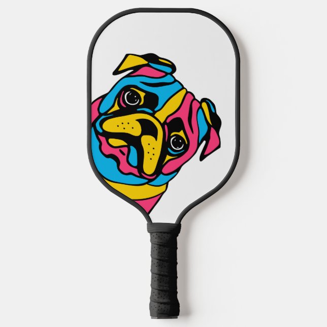 customizable 3 tone pug pickleball paddle (Front)