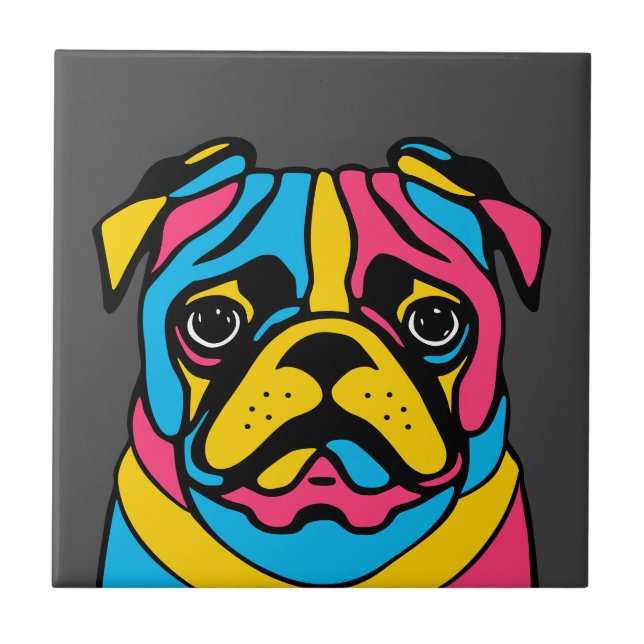 customizable 3 tone pug tile (Front)