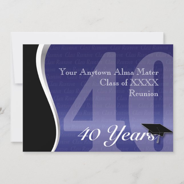 Customizable 40 Year Class Reunion Invitation (Front)