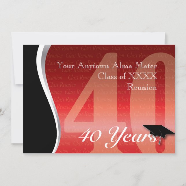 Customizable 40 Year Class Reunion Invitation (Front)