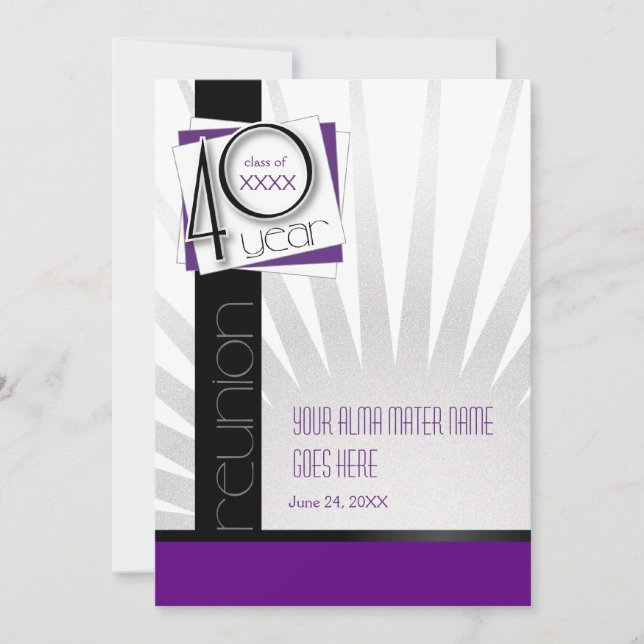 Customizable 40 Year Class Reunion Invitation (Front)