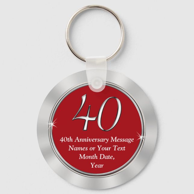 Customizable 40th Anniversary Gift Ideas Your Text Keychain (Front)