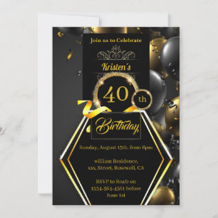 Customizable 40th Birthday Invitation