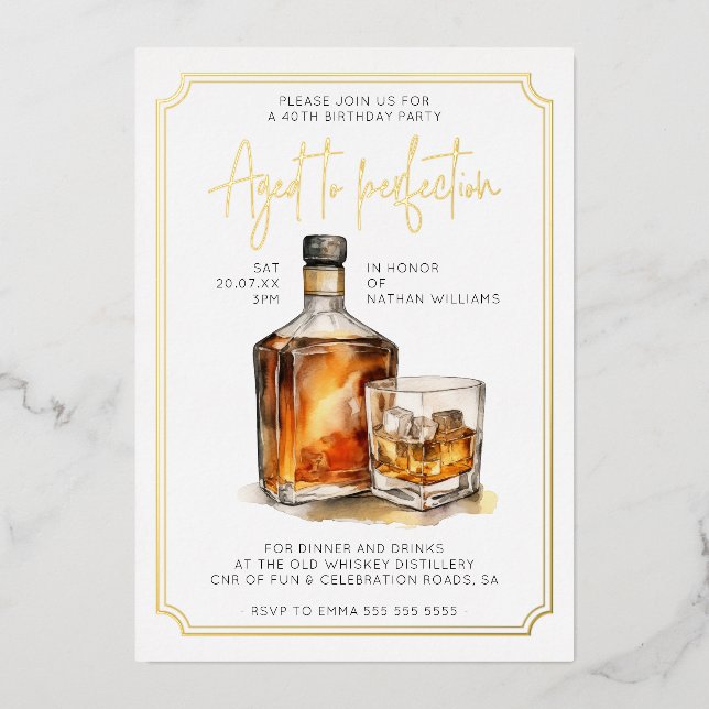 Customizable 40th Birthday Whiskey Real Gold (Front)