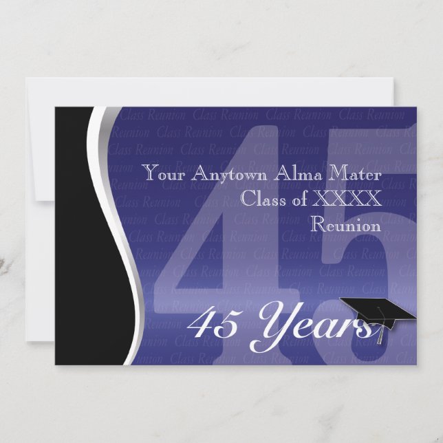 Customizable 45 Year Class Reunion Invitation (Front)