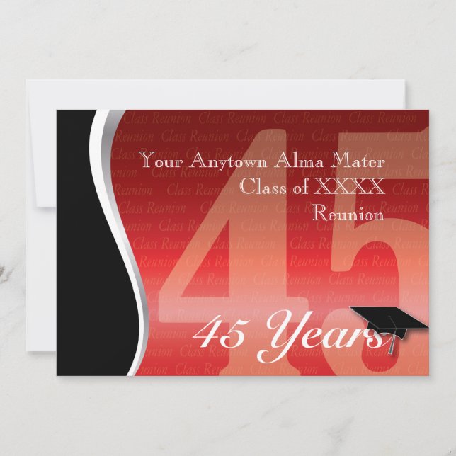 Customizable 45 Year Class Reunion Invitation (Front)