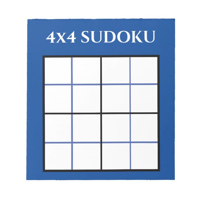 Customizable 4 by 4 Sudoku Template Blue Notepad (Front)