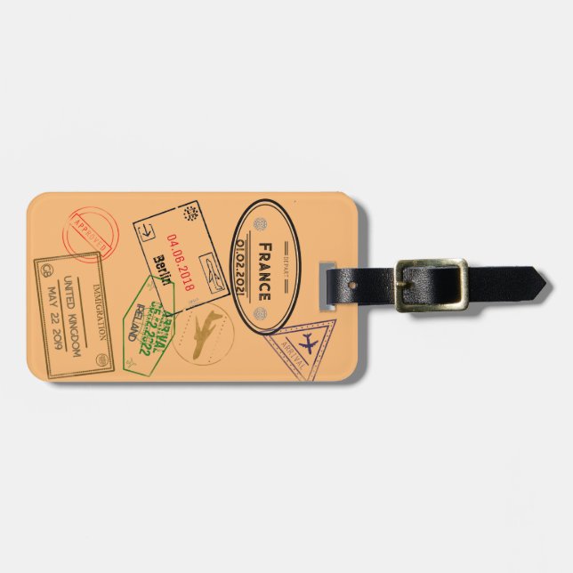 Customizable 4 Passport Stamps  Luggage Tag (Front Horizontal)