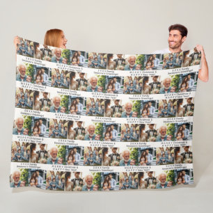 Customizable 4 Photos and Holiday or Occasion Wish Fleece Blanket