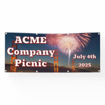 Customizable 4th of July outdoor banner w/grommets