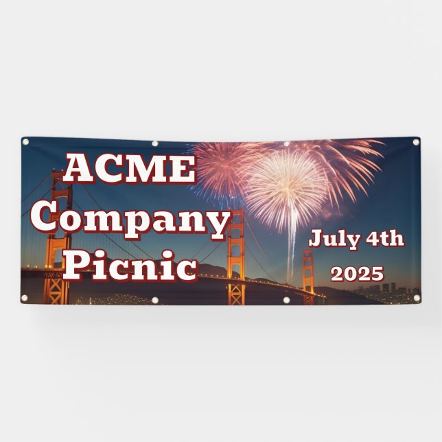 Customizable 4th of July outdoor banner w/grommets (Horizontal)