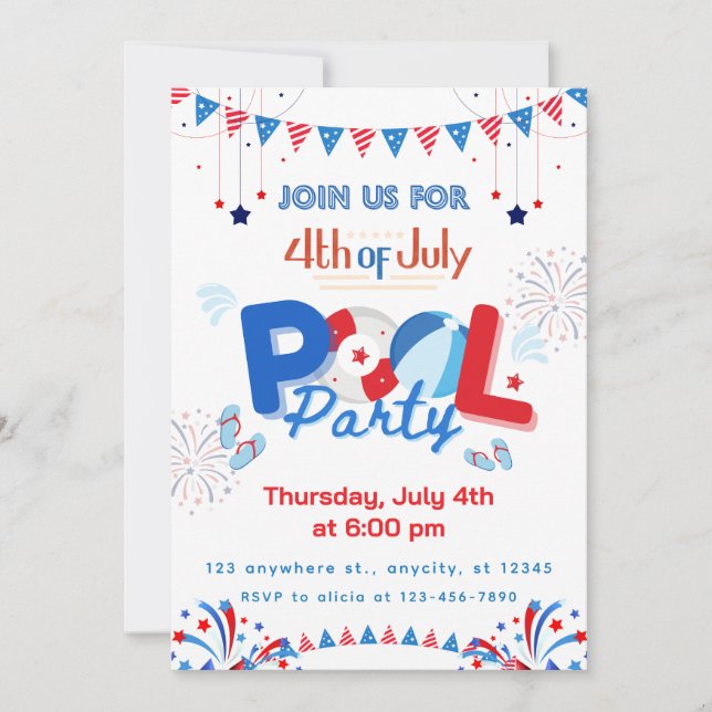 Customizable 4th of July Party Invitation (Front)