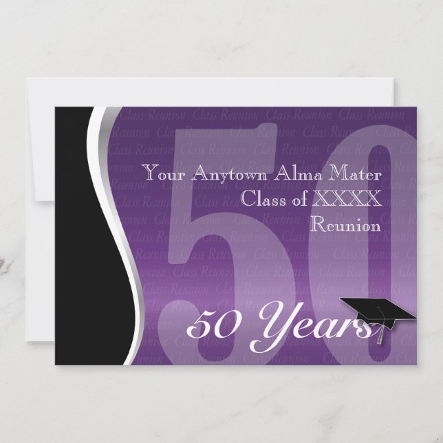 Customizable 50 Year Class Reunion Invitation (Front)